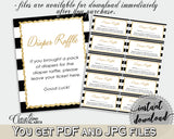 Baby shower DIAPER RAFFLE insert card printable for baby shower with black stripes color theme, digital Jpg Pdf, instant download - bs001