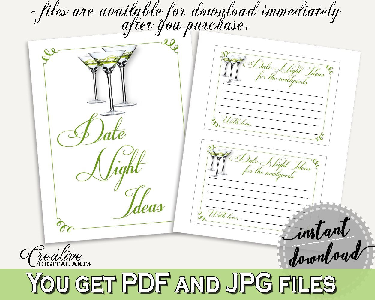 Date Night Ideas Bridal Shower Date Night Ideas Modern Martini Bridal Shower Date Night Ideas Bridal Shower Modern Martini Date Night ARTAN - Digital Product