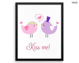 Kiss Me Birds Print, Beautiful Wall Art with Frame and Canvas options available Love Decor