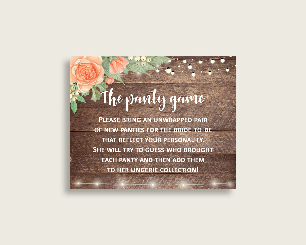 Drop Your Panties Bridal Shower Drop Your Panties Rustic Bridal Shower Drop Your Panties Bridal Shower Flowers Drop Your Panties Brown SC4GE