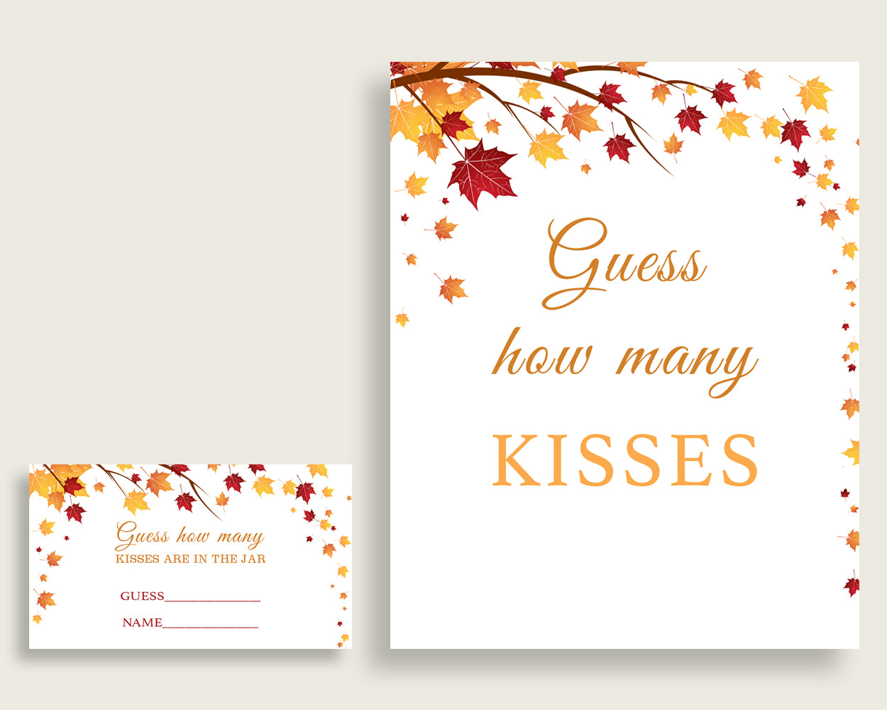 Kisses Guessing Game Bridal Shower Kisses Guessing Game Fall Bridal Shower Kisses Guessing Game Bridal Shower Autumn Kisses Guessing YCZ2S