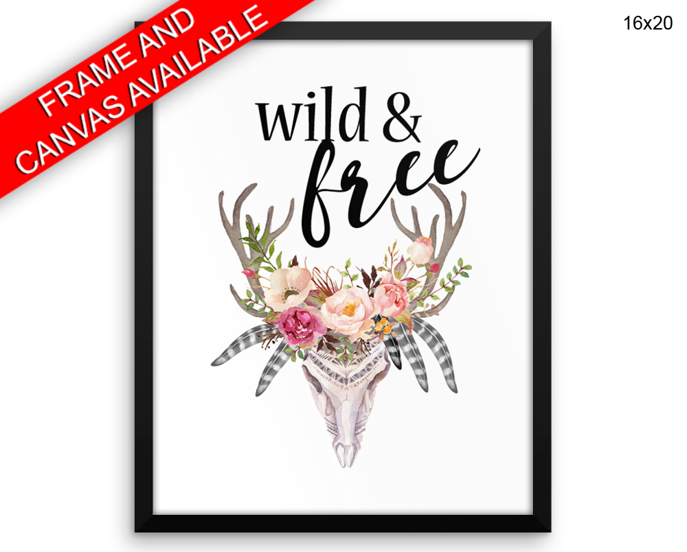 Wild Free Print, Beautiful Wall Art with Frame and Canvas options available  Decor