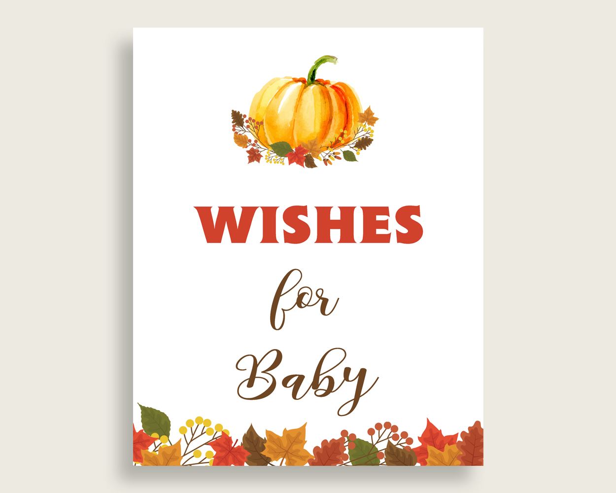 Wishes For Baby Baby Shower Wishes For Baby Fall Baby Shower Wishes For Baby Baby Shower Pumpkin Wishes For Baby Orange Brown prints BPK3D - Digital Product