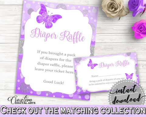 Diaper Raffle Baby Shower Diaper Raffle Butterfly Baby Shower Diaper Raffle Baby Shower Butterfly Diaper Raffle Purple Pink prints 7AANK - Digital Product