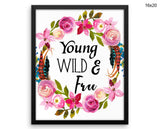 Young Wild And Free Print, Beautiful Wall Art with Frame and Canvas options available Kids Room