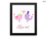 Kiss Me Birds Print, Beautiful Wall Art with Frame and Canvas options available Love Decor