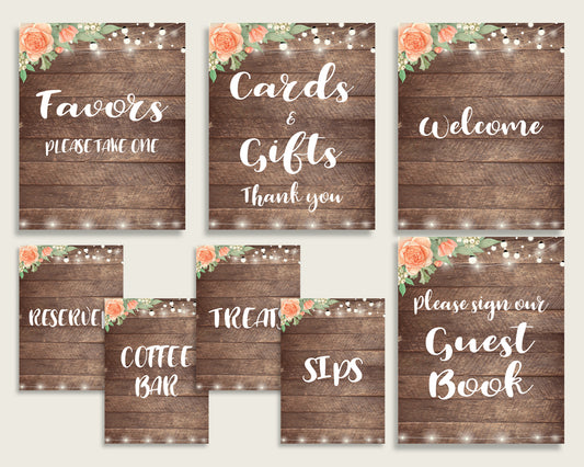 Table Signs Bridal Shower Table Signs Rustic Bridal Shower Table Signs Bridal Shower Flowers Table Signs Brown Beige printables shower SC4GE