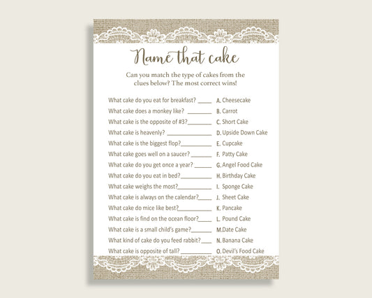 Name That Cake Bridal Shower Name That Cake Burlap And Lace Bridal Shower Name That Cake Bridal Shower Burlap And Lace Name That Cake NR0BX