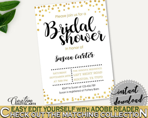 Invitation Bridal Shower Invitation Confetti Bridal Shower Invitation Bridal Shower Confetti Invitation Gold White party decor CZXE5 - Digital Product