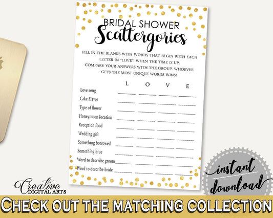 Scattergories Bridal Shower Scattergories Confetti Bridal Shower Scattergories Bridal Shower Confetti Scattergories Gold White digital CZXE5 - Digital Product