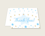 Blue Gold Thank You Cards Printable, Stars Baby Shower Thank You Notes, Boy Shower Thank You Folded, Instant Download, Most Popular bsr01