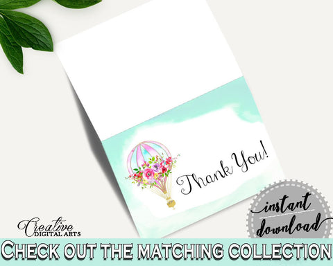 Thank You Card Baby Shower Thank You Card Hot Air Balloon Baby Shower Thank You Card Baby Shower Hot Air Balloon Thank You Card Green CSXIS - Digital Product