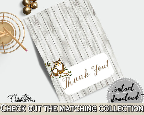 Thank You Card Baby Shower Thank You Card Owl Baby Shower Thank You Card Baby Shower Owl Thank You Card Gray Brown - 9PUAC - Digital Product