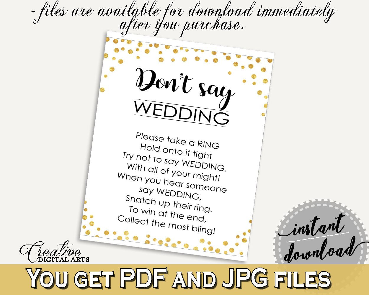 Don't Say Wedding Game Bridal Shower Don't Say Wedding Game Confetti Bridal Shower Don't Say Wedding Game Bridal Shower Confetti Don't CZXE5 - Digital Product