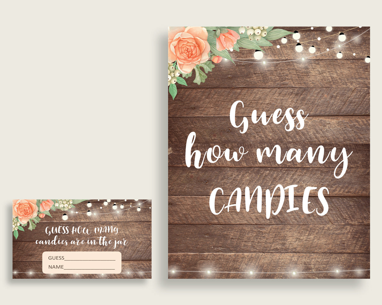 Candy Guessing Game Bridal Shower Candy Guessing Game Rustic Bridal Shower Candy Guessing Game Bridal Shower Flowers Candy Guessing SC4GE