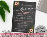 Rehearsal Dinner Invitation Editable in Chalkboard Flowers Bridal Shower Black And Pink Theme, diy rehearsal invite, prints - RBZRX - Digital Product