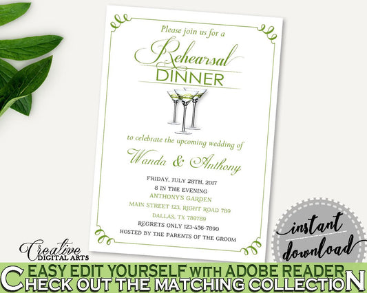 Rehearsal Dinner Invitation Bridal Shower Rehearsal Dinner Invitation Modern Martini Bridal Shower Rehearsal Dinner Invitation Bridal ARTAN - Digital Product