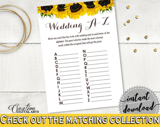 Wedding Game Bridal Shower Wedding Game Sunflower Bridal Shower Wedding Game Bridal Shower Sunflower Wedding Game Yellow White SSNP1 - Digital Product