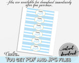 Baby shower printable NAPKIN RINGS with blue and white stripes, digital file jpg pdf, instant download - bs002