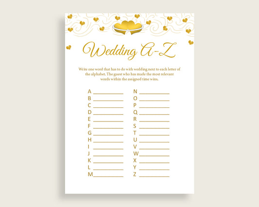 Wedding Game Bridal Shower Wedding Game Gold Hearts Bridal Shower Wedding Game Bridal Shower Gold Hearts Wedding Game White Gold 6GQOT