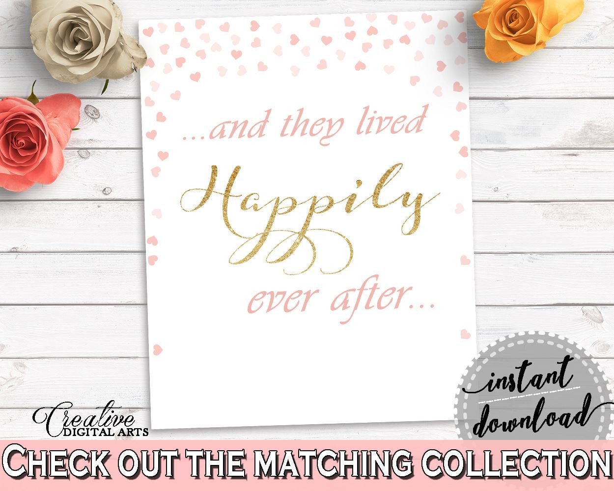 Happily Ever After Bridal Shower Happily Ever After Pink And Gold Bridal Shower Happily Ever After Bridal Shower Pink And Gold Happily XZCNH - Digital Product