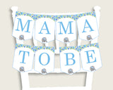 Elephant Blue Baby Shower Chair Banner Printable, Blue Gray Chair Banner, Boy Shower, Mama To Be, Mommy, Dad Mom To Be, Instant ebl01