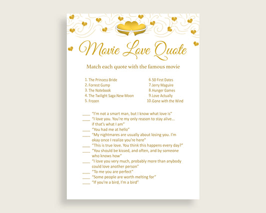 Movie Love Quotes Bridal Shower Movie Love Quotes Gold Hearts Bridal Shower Movie Love Quotes Bridal Shower Gold Hearts Movie Love 6GQOT