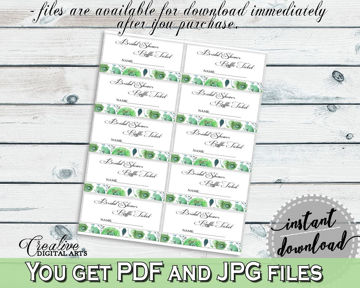 Raffle Ticket Bridal Shower Raffle Ticket Botanic Watercolor Bridal Shower Raffle Ticket Bridal Shower Botanic Watercolor Raffle 1LIZN - Digital Product