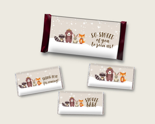 Winter Woodland Hershey Candy Bar Wrapper Printable, Beige Brown Chocolate Bar Wrappers, Gender Neutral Shower Candy Labels, Instant RM4SN