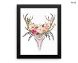 Skull Flowers Print, Beautiful Wall Art with Frame and Canvas options available Animal Decor