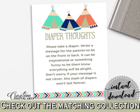 Diaper Thoughts Baby Shower Diaper Thoughts Tribal Teepee Baby Shower Diaper Thoughts Baby Shower Tribal Teepee Diaper Thoughts Green KS6AW - Digital Product