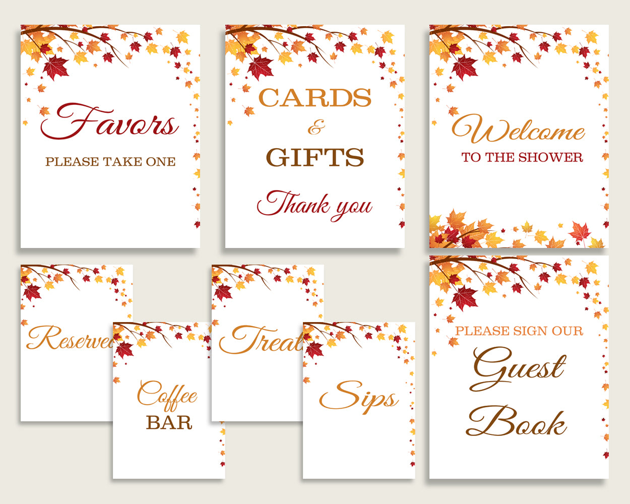 Table Signs Bridal Shower Table Signs Fall Bridal Shower Table Signs Bridal Shower Autumn Table Signs Brown Yellow party theme YCZ2S