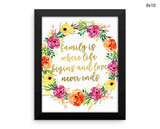 Family Print, Beautiful Wall Art with Frame and Canvas options available  Decor