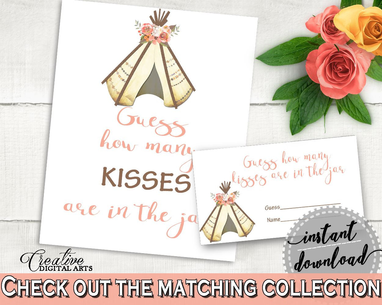 Kisses Guessing Game Bridal Shower Kisses Guessing Game Tribal Bridal Shower Kisses Guessing Game Bridal Shower Tribal Kisses Guessing 9ENSG - Digital Product