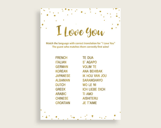 I Love You Game Bridal Shower I Love You Game Gold Bridal Shower I Love You Game Bridal Shower Gold I Love You Game Gold White G2ZNX