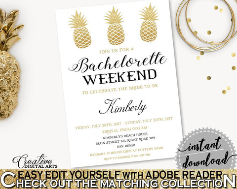 Editable Bachelorette Weekend Invitation Bridal Shower Editable Bachelorette Weekend Invitation Pineapple Bridal Shower Editable 86GZU - Digital Product