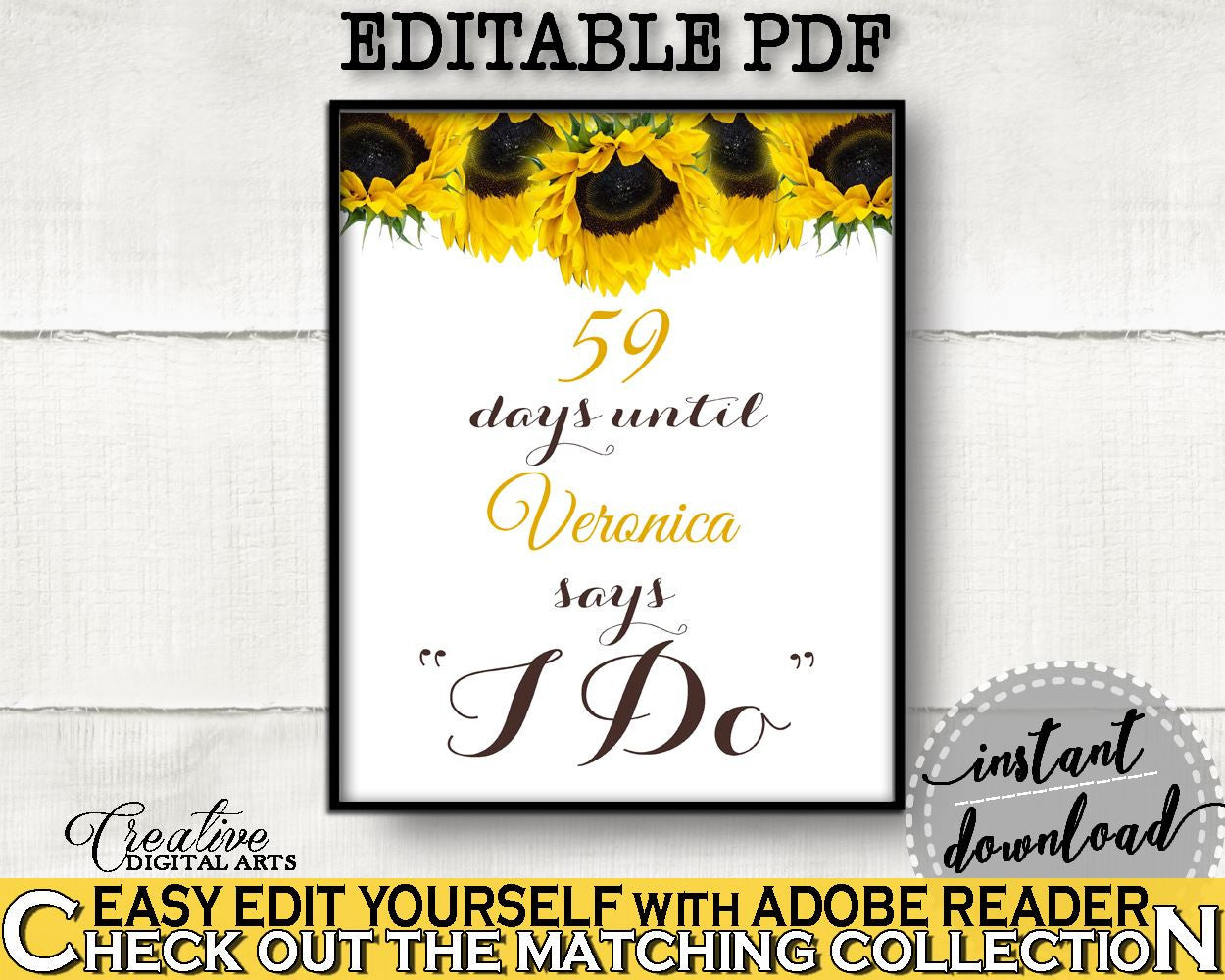 Days Until I Do Bridal Shower Days Until I Do Sunflower Bridal Shower Days Until I Do Bridal Shower Sunflower Days Until I Do Yellow SSNP1 - Digital Product