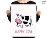 Happy Cow Print, Beautiful Wall Art with Frame and Canvas options available Nursery Decor