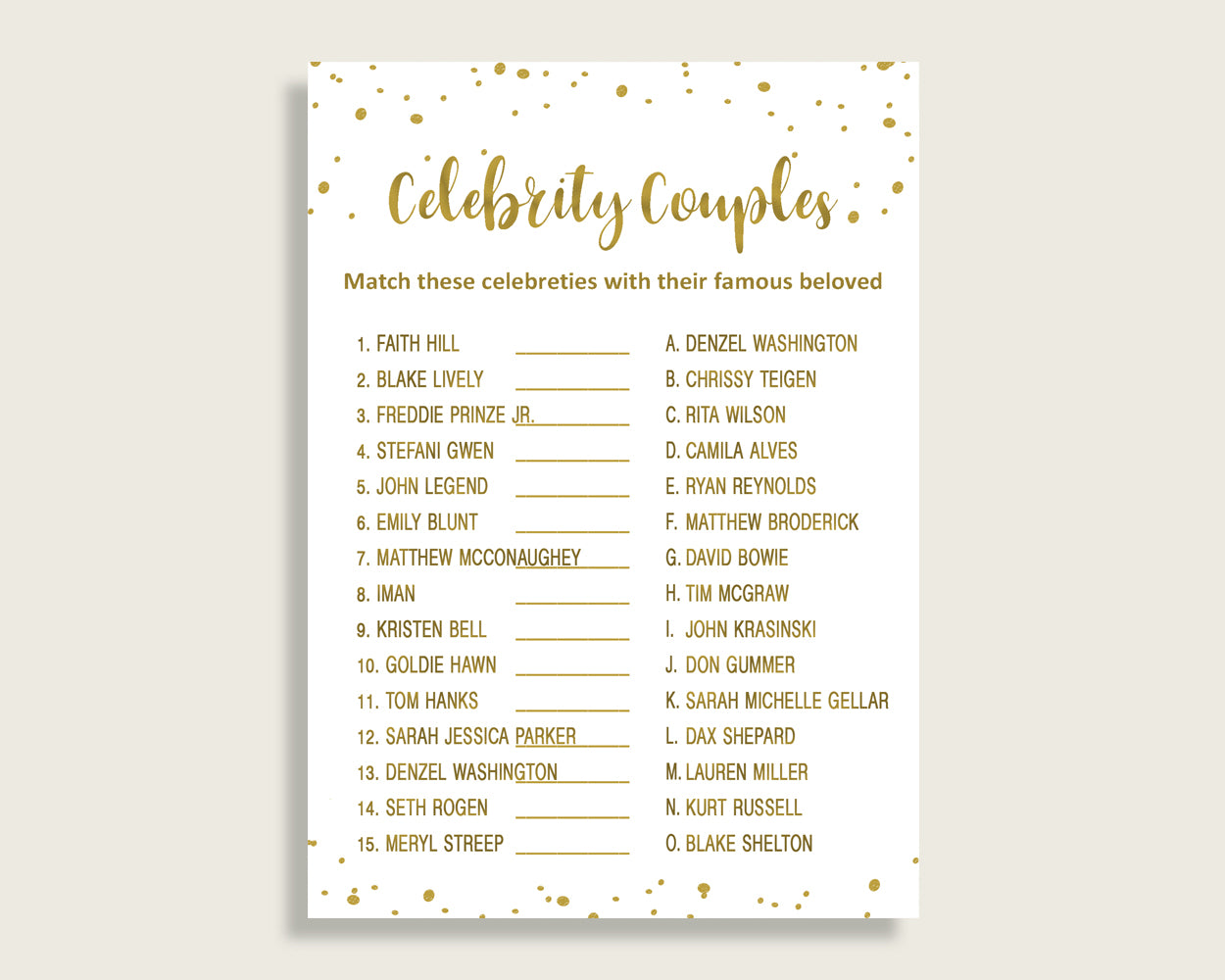 Celebrity Couples Bridal Shower Celebrity Couples Gold Bridal Shower Celebrity Couples Bridal Shower Gold Celebrity Couples Gold White G2ZNX