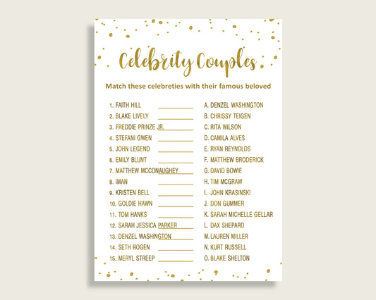 Celebrity Couples Bridal Shower Celebrity Couples Gold Bridal Shower Celebrity Couples Bridal Shower Gold Celebrity Couples Gold White G2ZNX