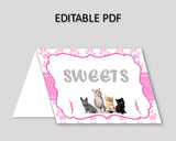 Cat Food Tent Pink White Tent Cards Cat Food Table Labels Cat Foldable Food Tent Girl INHA8