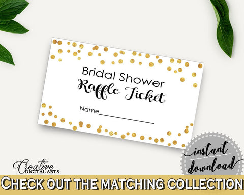 Raffle Ticket Bridal Shower Raffle Ticket Confetti Bridal Shower Raffle Ticket Bridal Shower Confetti Raffle Ticket Gold White party CZXE5 - Digital Product