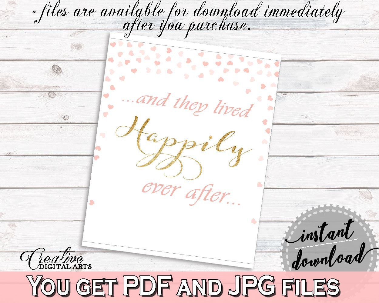 Happily Ever After Bridal Shower Happily Ever After Pink And Gold Bridal Shower Happily Ever After Bridal Shower Pink And Gold Happily XZCNH - Digital Product