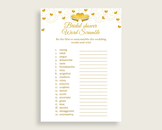 Word Scramble Bridal Shower Word Scramble Gold Hearts Bridal Shower Word Scramble Bridal Shower Gold Hearts Word Scramble White Gold 6GQOT