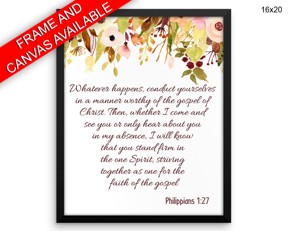 Philippians Print, Beautiful Wall Art with Frame and Canvas options available Scripture Decor