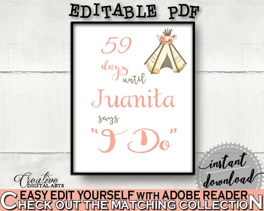 Days Until I Do Bridal Shower Days Until I Do Tribal Bridal Shower Days Until I Do Bridal Shower Tribal Days Until I Do Pink Brown - 9ENSG - Digital Product