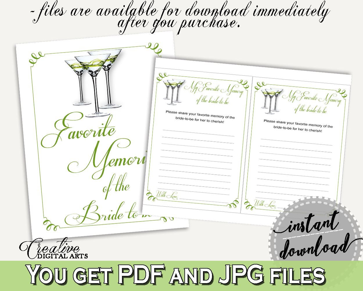 Favorite Memories Bridal Shower Favorite Memories Modern Martini Bridal Shower Favorite Memories Bridal Shower Modern Martini Favorite ARTAN - Digital Product