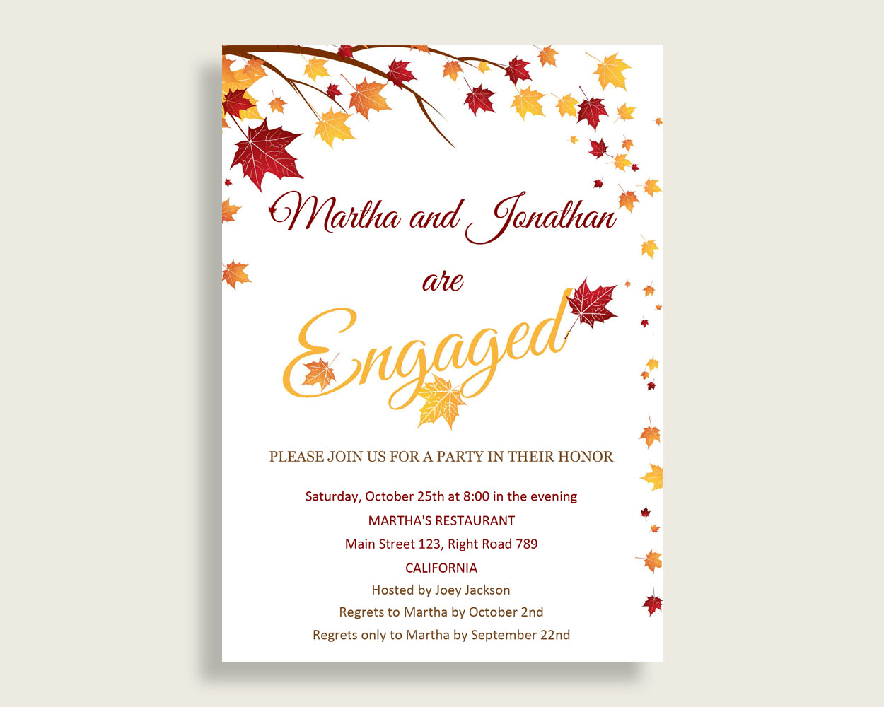 Engagement Invitation Bridal Shower Engagement Invitation Fall Bridal Shower Engagement Invitation Bridal Shower Autumn Engagement YCZ2S