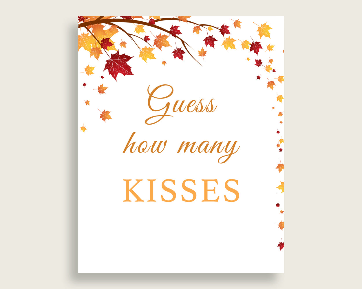 Kisses Guessing Game Bridal Shower Kisses Guessing Game Fall Bridal Shower Kisses Guessing Game Bridal Shower Autumn Kisses Guessing YCZ2S