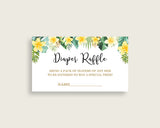 Tropical Baby Shower Diaper Raffle Tickets Game, Gender Neutral Green Yellow Diaper Raffle Card Insert and Sign Printable, Instant 4N0VK